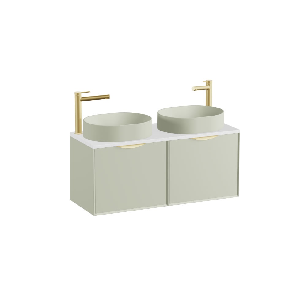 Vado Safari Smooth 1000mm Sage Green Wall Hung Vanity Unit & Gloss White Worktop